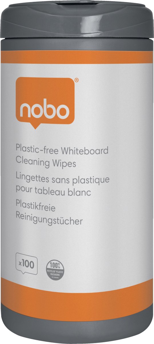 Plastikfreie Whiteboard-Reinigungstücher von Nobo – 100 Stück