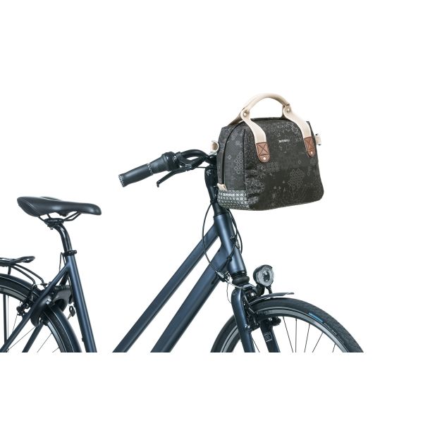 Basil Bohème City Bag - elegante grüne Hand-, Schulter- und Lenkertasche für Frauen, geeignet für Elektrofahrräder und Citybikes - schwarz
