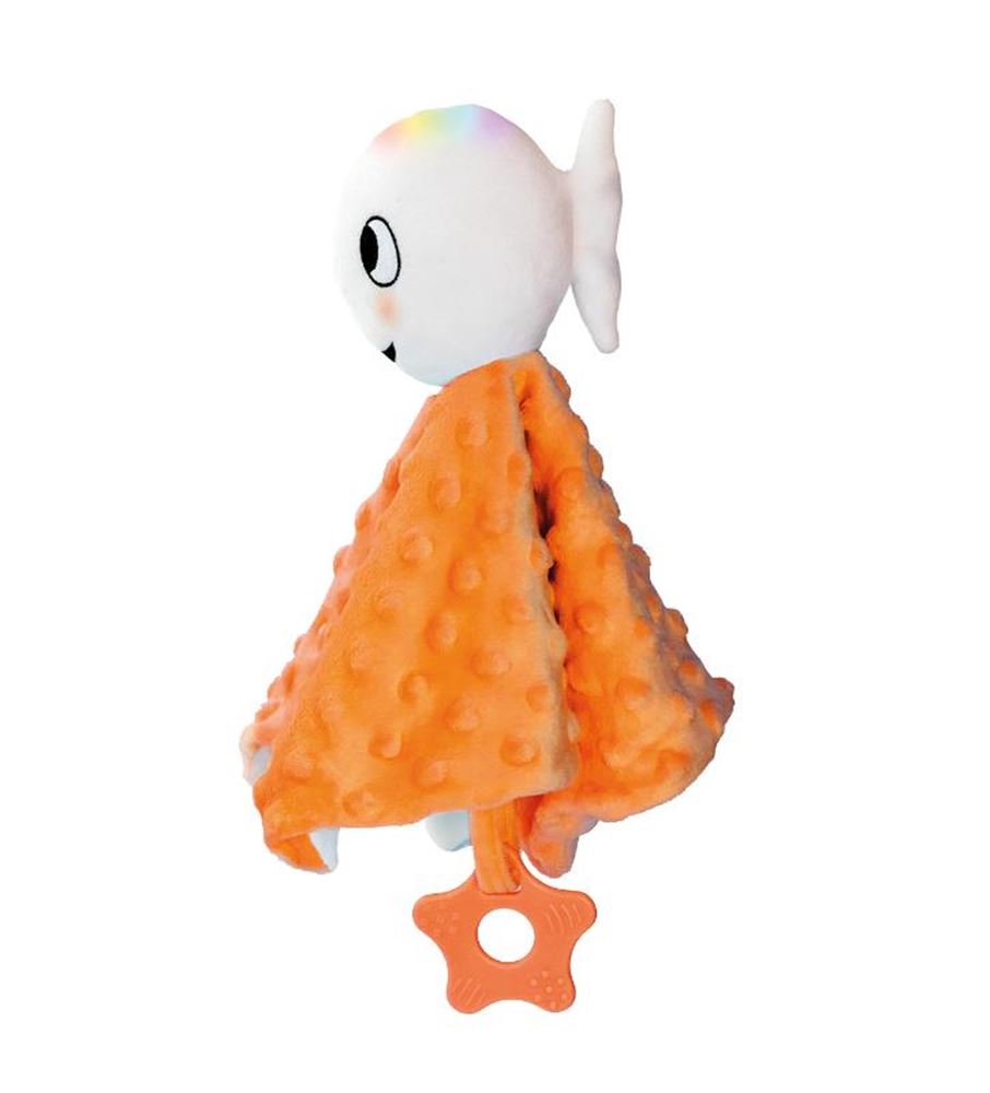 Kleines weißes Fischkuscheltuch (orange).