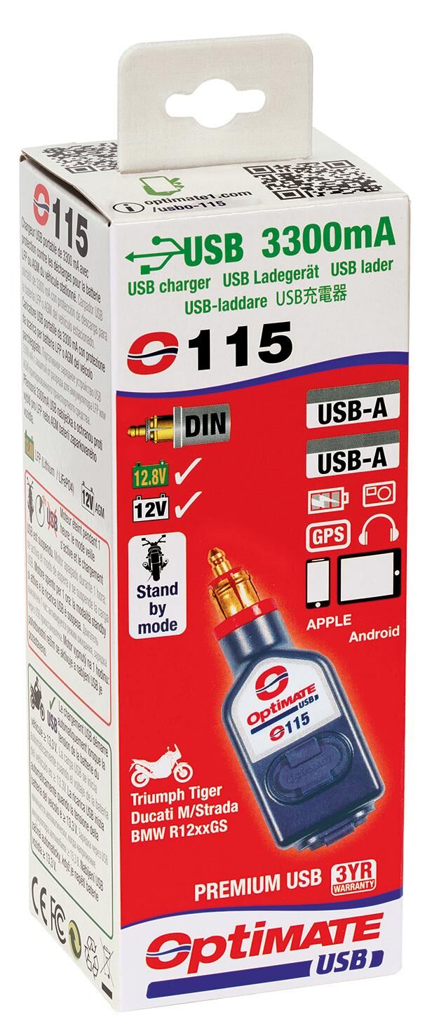 Tecmate USB Adapter USB Ladegerät Optate M. Din Stecker