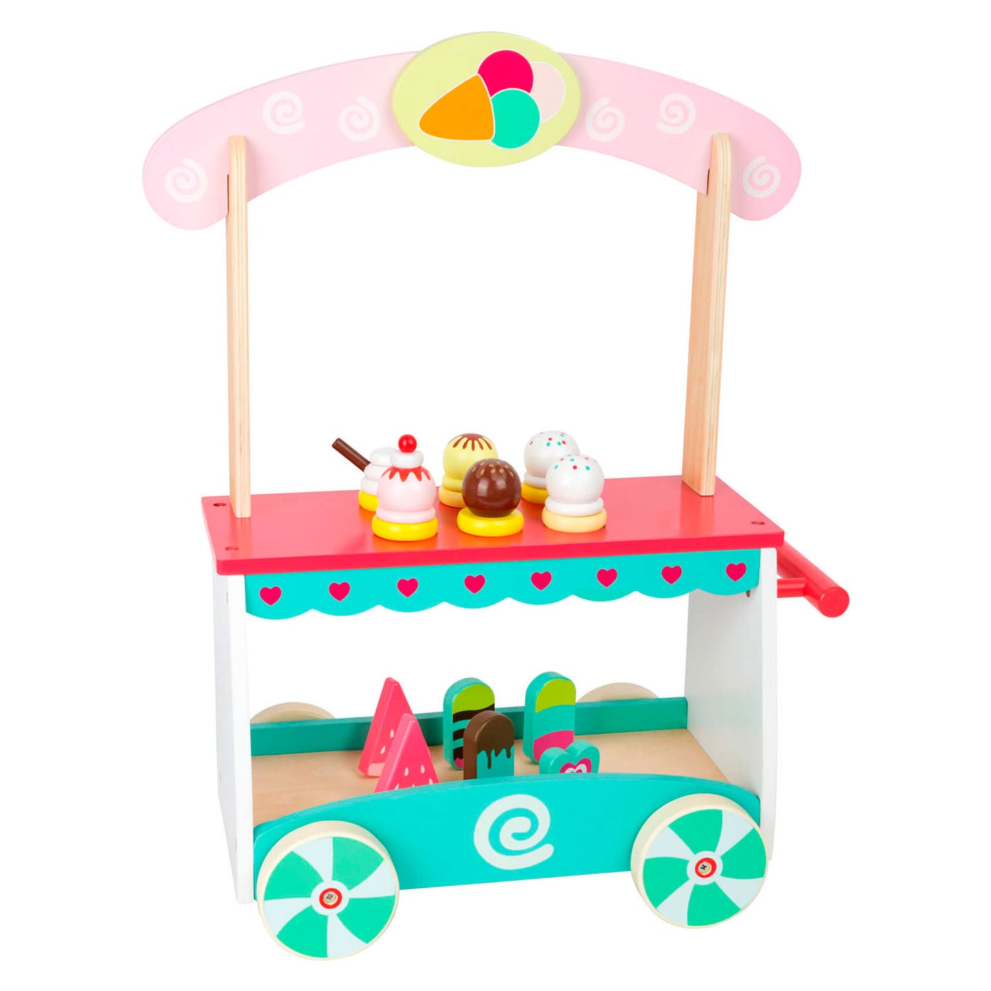 Kleiner Fußhölzerneiswagen mit Accessoires