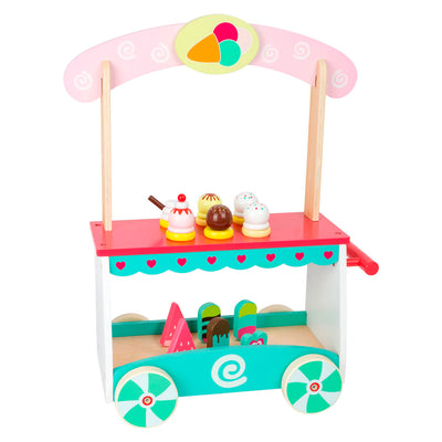 Kleiner Fußhölzerneiswagen mit Accessoires