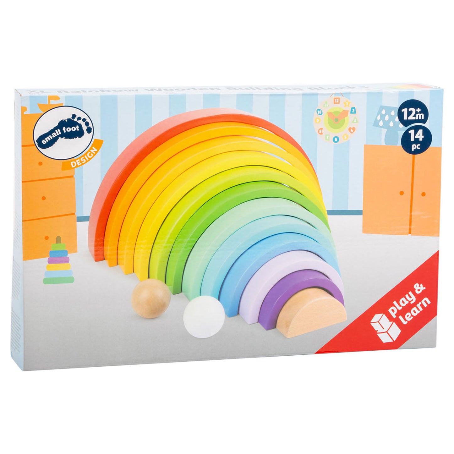 Kleine Fußhölzerbausteine ​​Regenbogen xl, 14dlg.