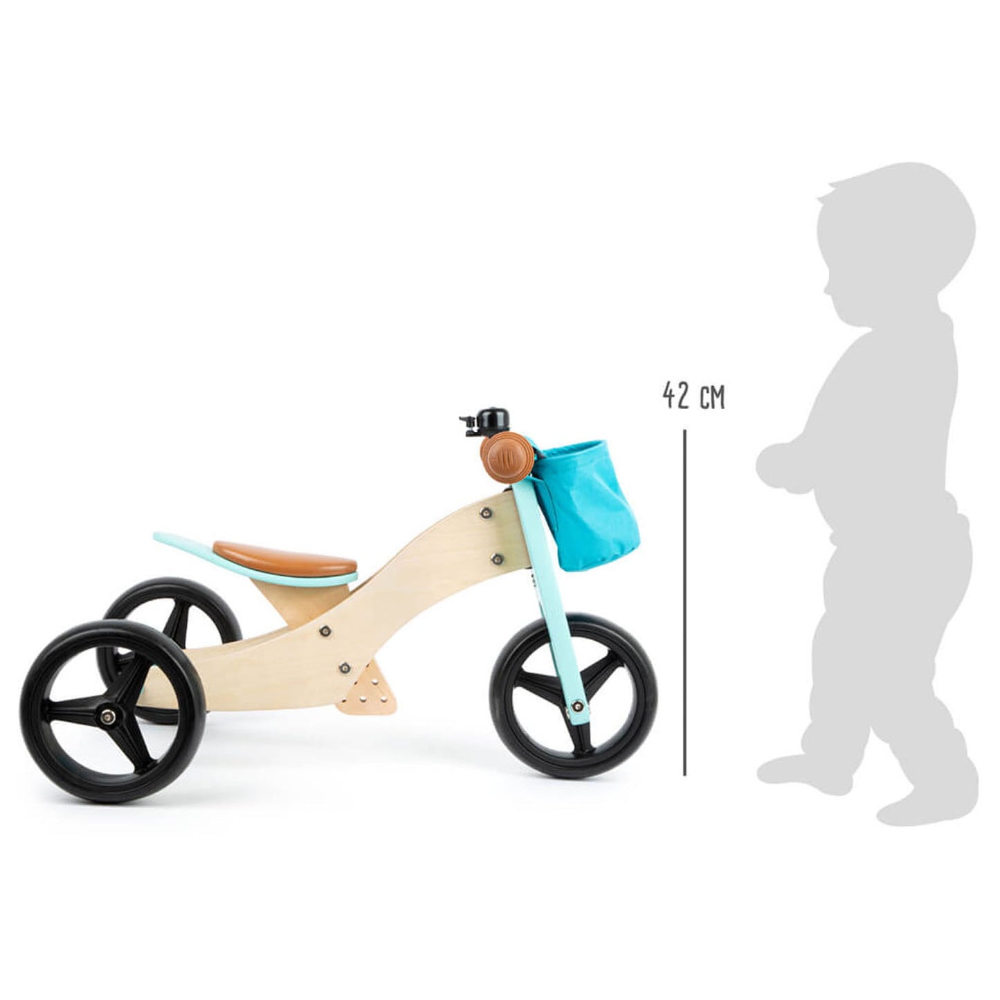 Kleines Fußdreirad und 2in1 türkis