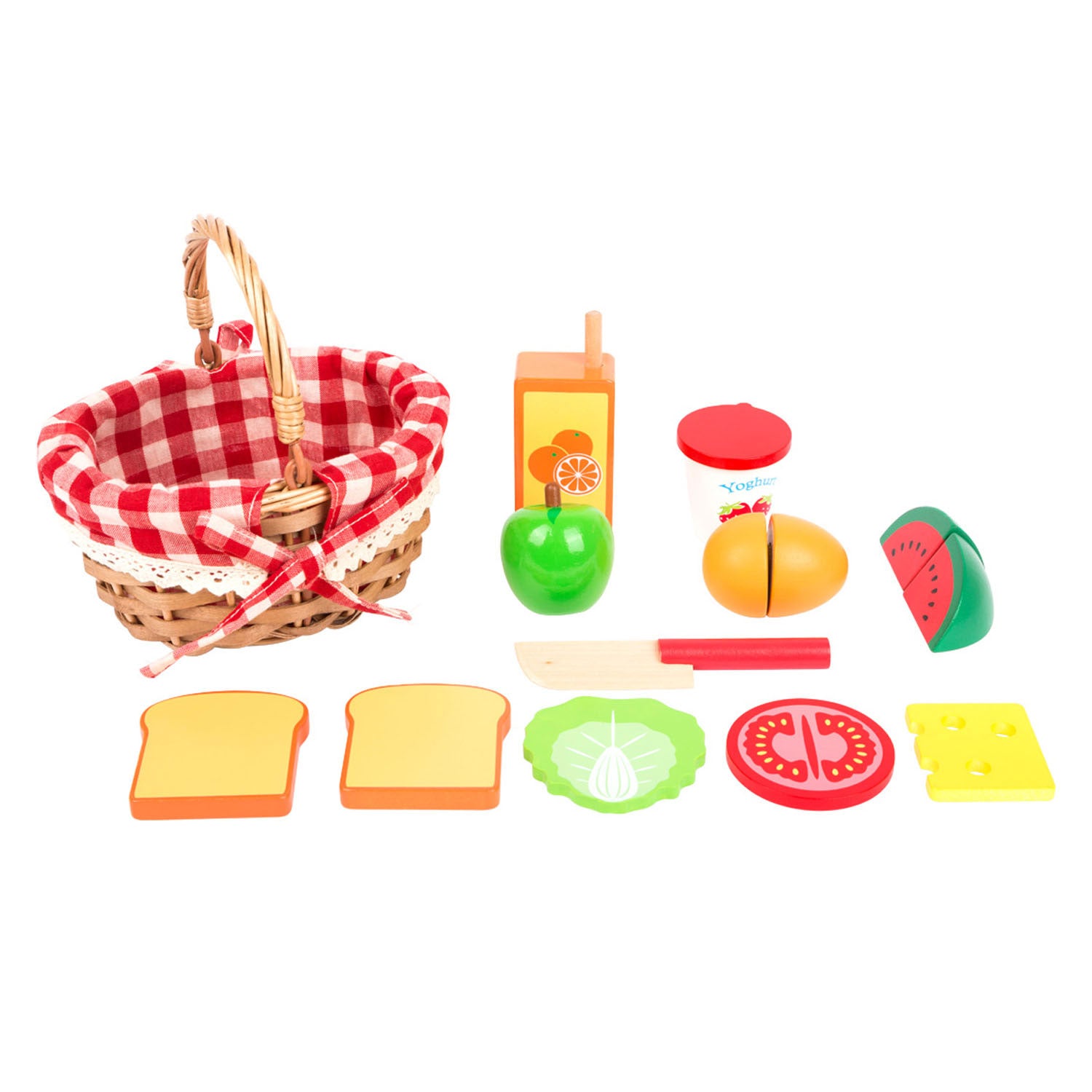 Kleiner Fußpicknickkorb mit Holzschnitt