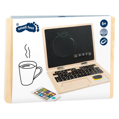 Kleiner Fußholzlaptop mit Magnetbrett