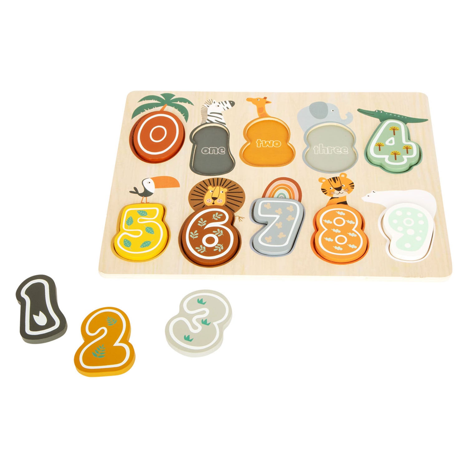 Kleine Fußhölzernummer Puzzle -Safari