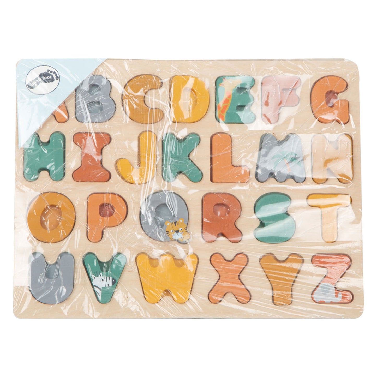 Kleines Fußhölzernalphabet -Puzzle -Safari