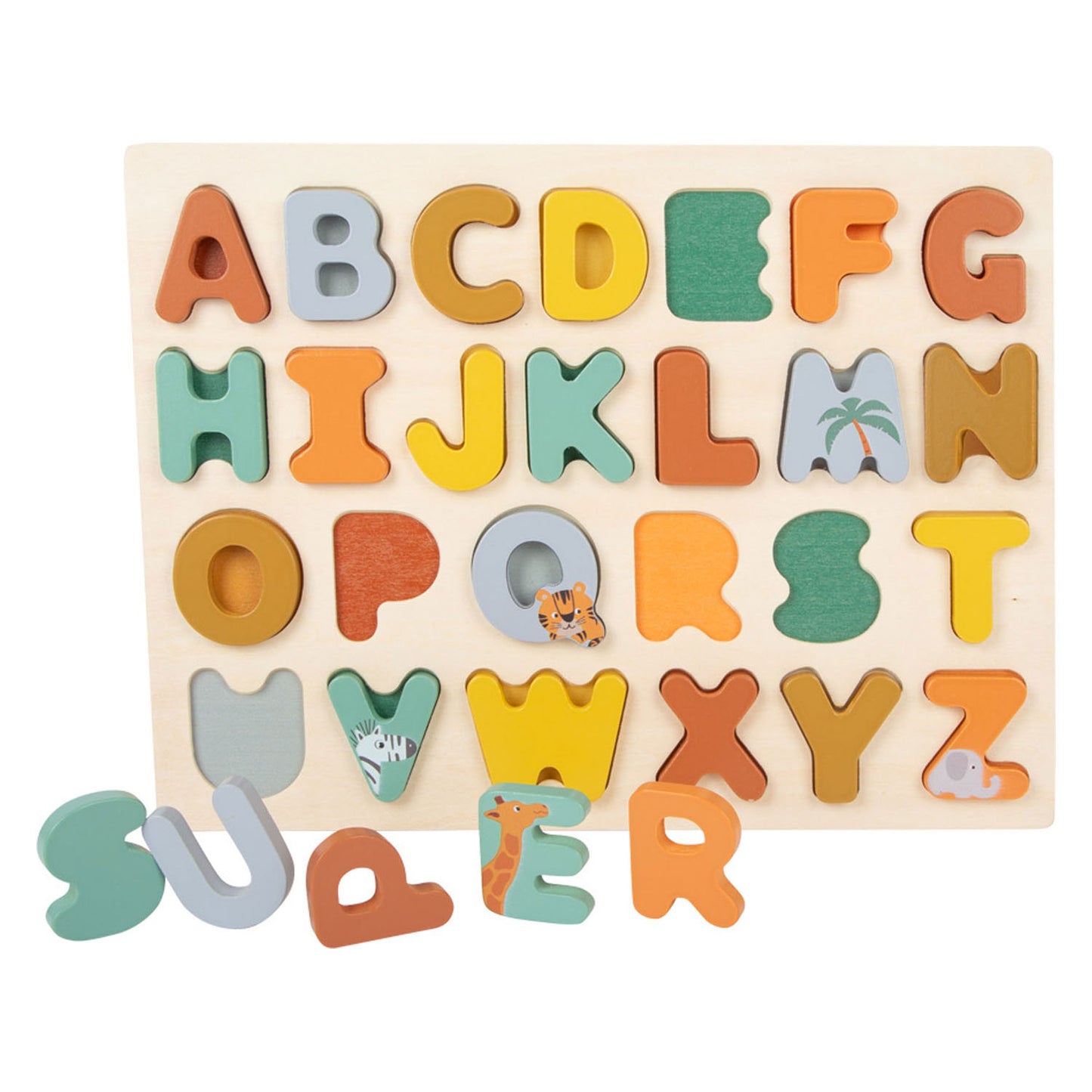 Kleines Fußhölzernalphabet -Puzzle -Safari