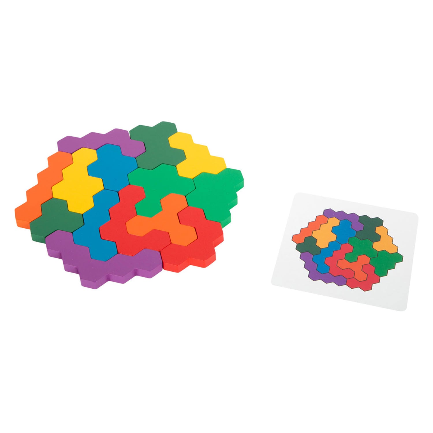 Kleines Fußholzform -Puzzle -Sechseck
