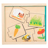 Kleine Fußpuzzle -Tiere und ihr Essen
