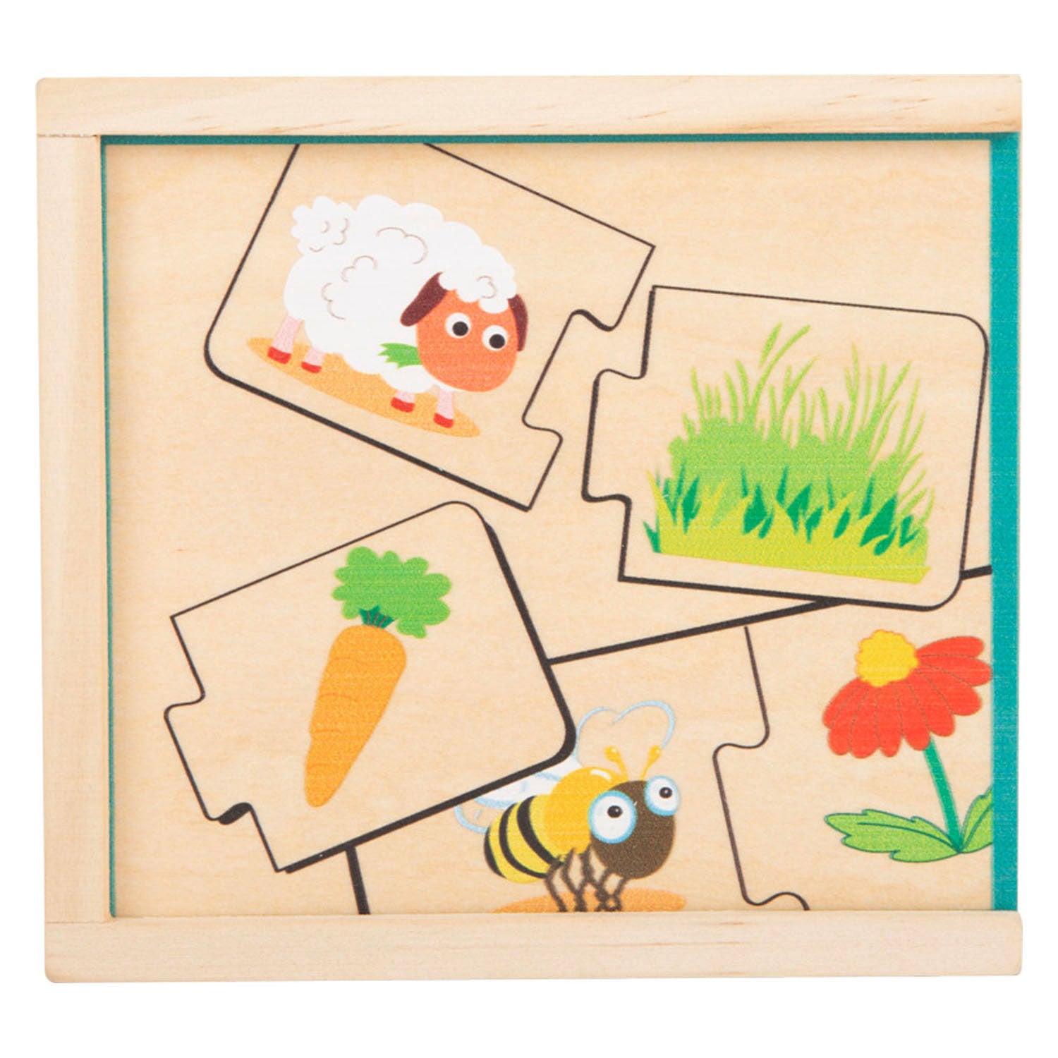 Kleine Fußpuzzle -Tiere und ihr Essen