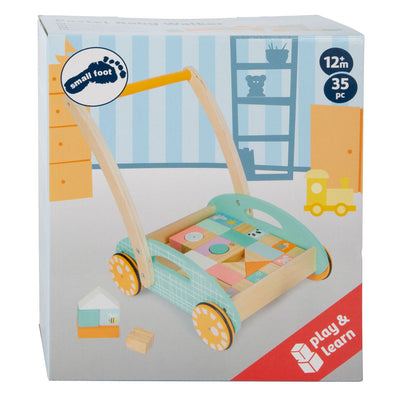 Kleiner Fuß Holz Baby Walker mit Blöcken Pastell, 35dlg.