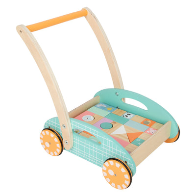 Kleiner Fuß Holz Baby Walker mit Blöcken Pastell, 35dlg.