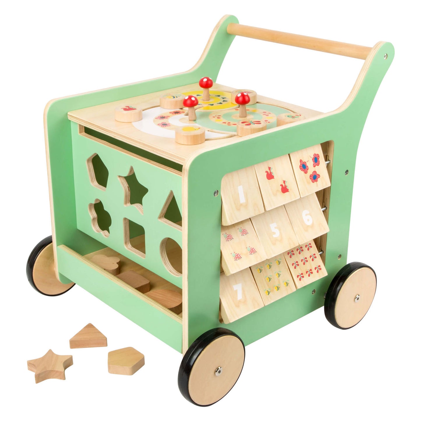 Kleiner Fuß Holz Baby Walker Aktivität Center Pastellgrün