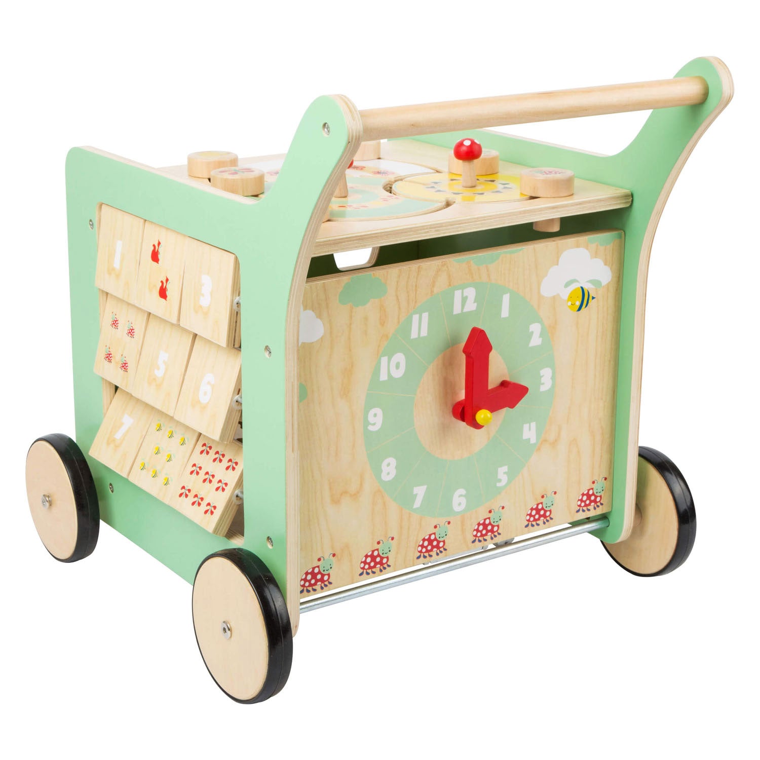 Kleiner Fuß Holz Baby Walker Aktivität Center Pastellgrün