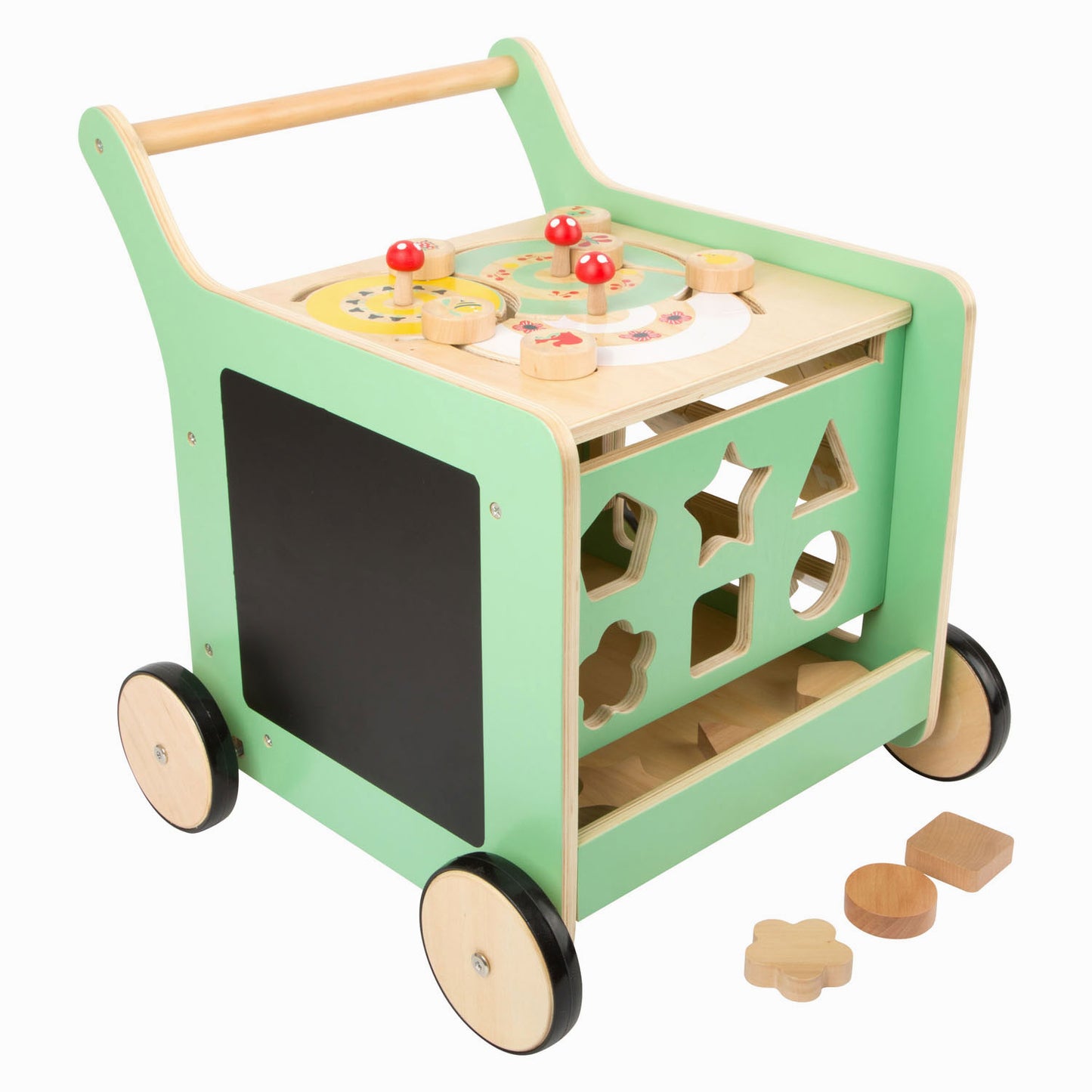 Kleiner Fuß Holz Baby Walker Aktivität Center Pastellgrün
