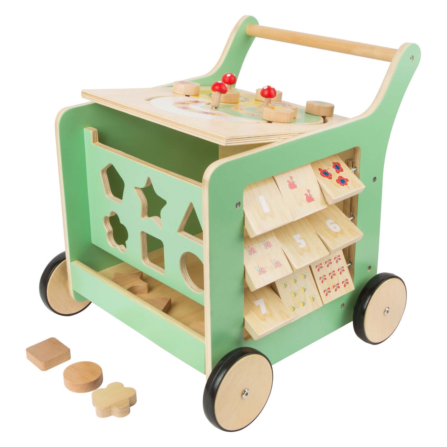 Kleiner Fuß Holz Baby Walker Aktivität Center Pastellgrün