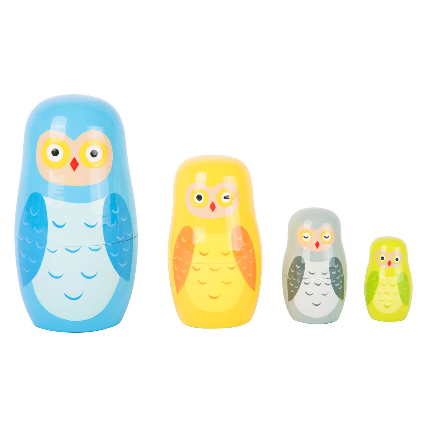 Kleine Fußhölzernmatryoshka -Puppen -Owls -Familie