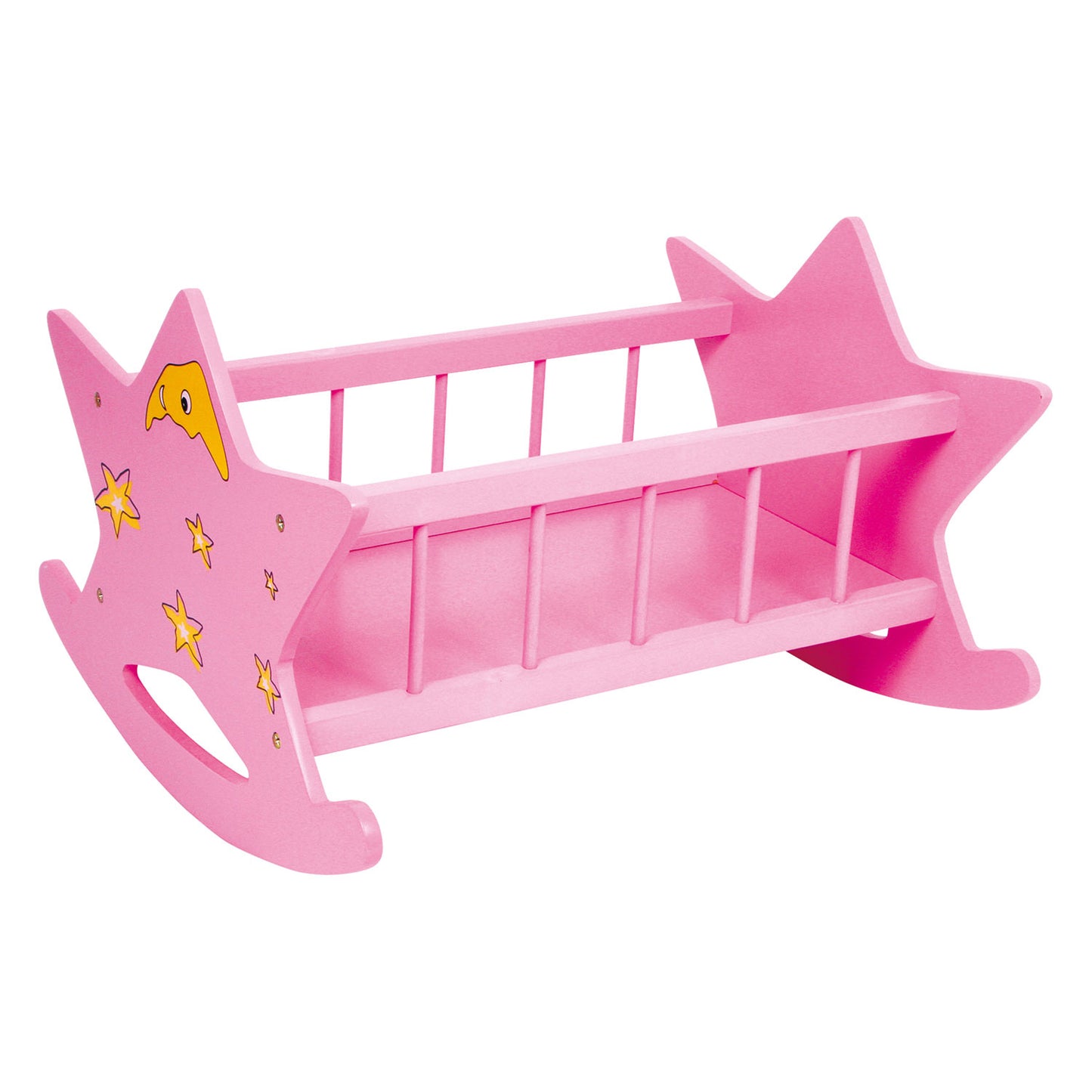 Kleiner Fuß Holzpuppenbett Stern rosa
