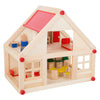 Kleines Fußholzpuppenhaus mit Möbeln, 23dlg.