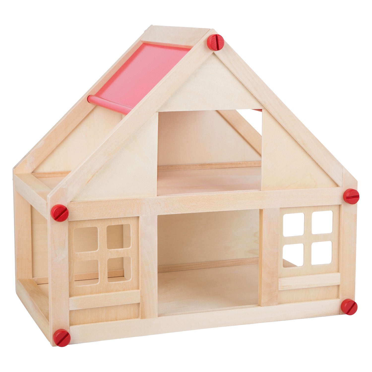 Kleines Fußholzpuppenhaus mit Möbeln, 23dlg.
