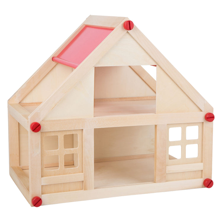Kleines Fußholzpuppenhaus mit Möbeln, 23dlg.