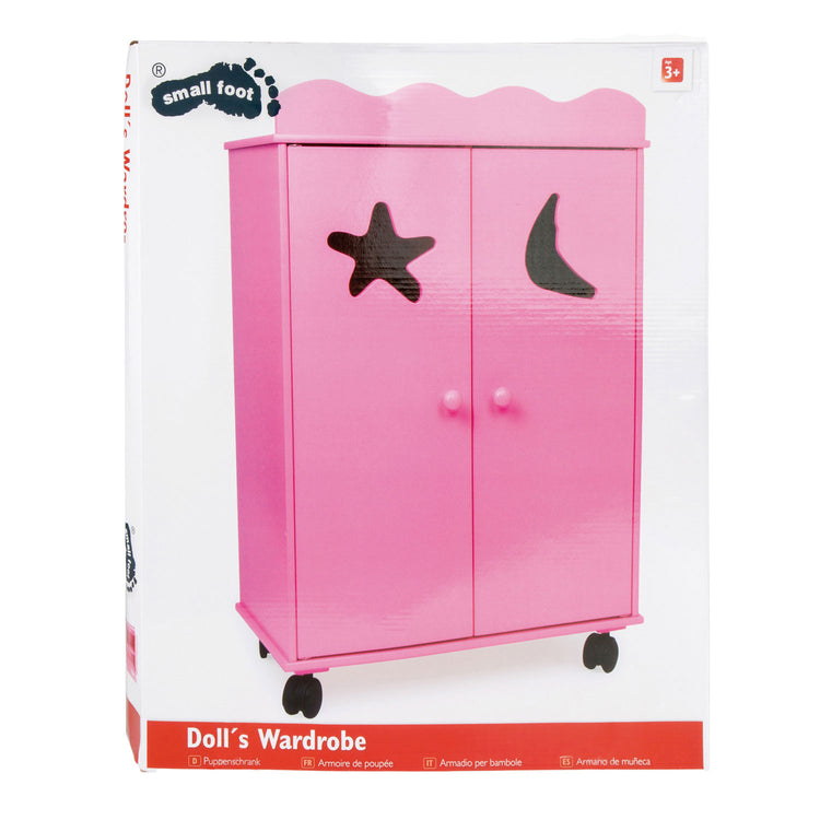 Kleiner Fuß Holzpuppengarderobe rosa