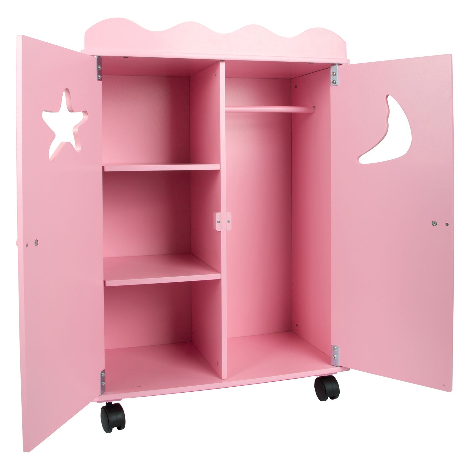 Kleiner Fuß Holzpuppengarderobe rosa
