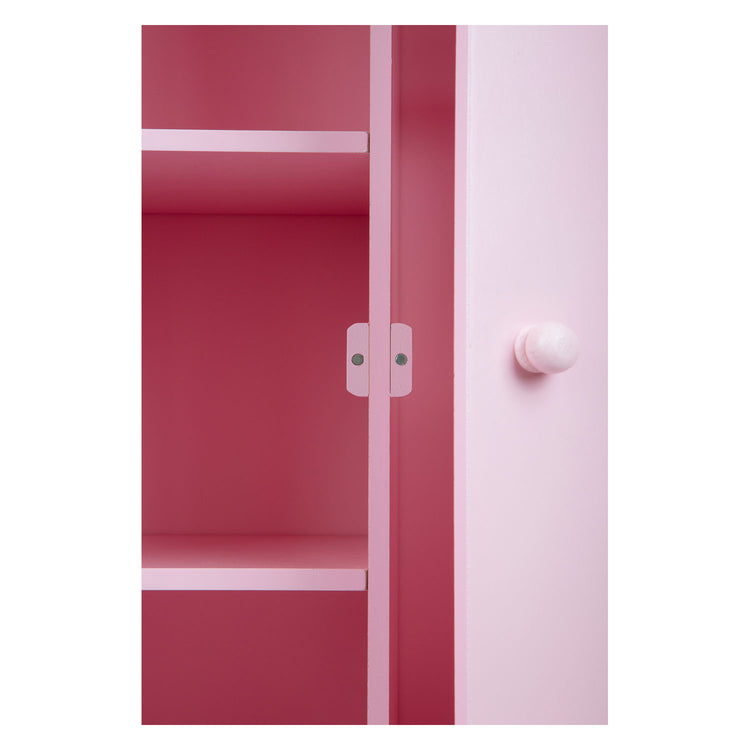 Kleiner Fuß Holzpuppengarderobe rosa