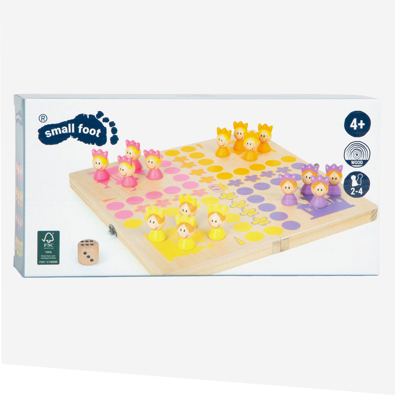 Kleiner Fuß Holz Ludo -Spielprinzessin