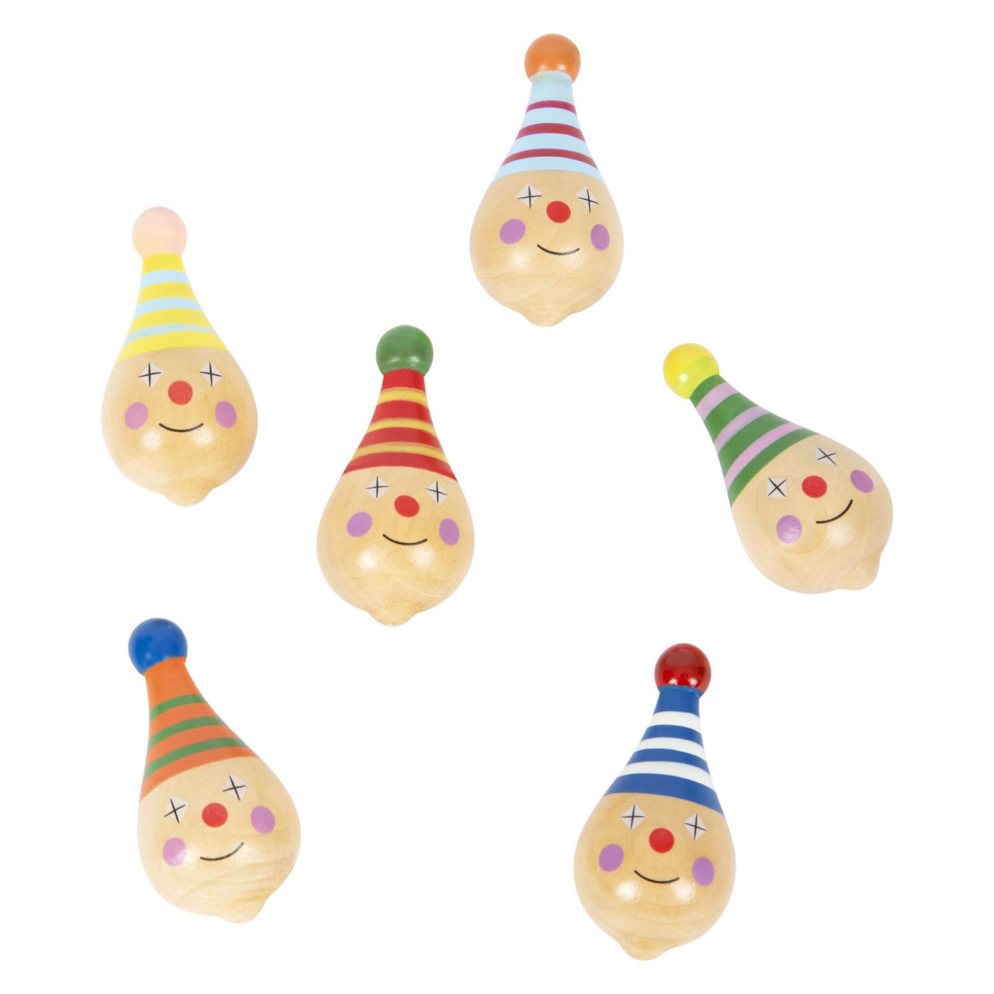 Kleiner Fußholz Maut -Clown, 6st.
