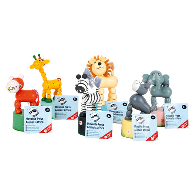 Kleine Fußholzdruckfigur wilde Tiere, 6 -Set von 6