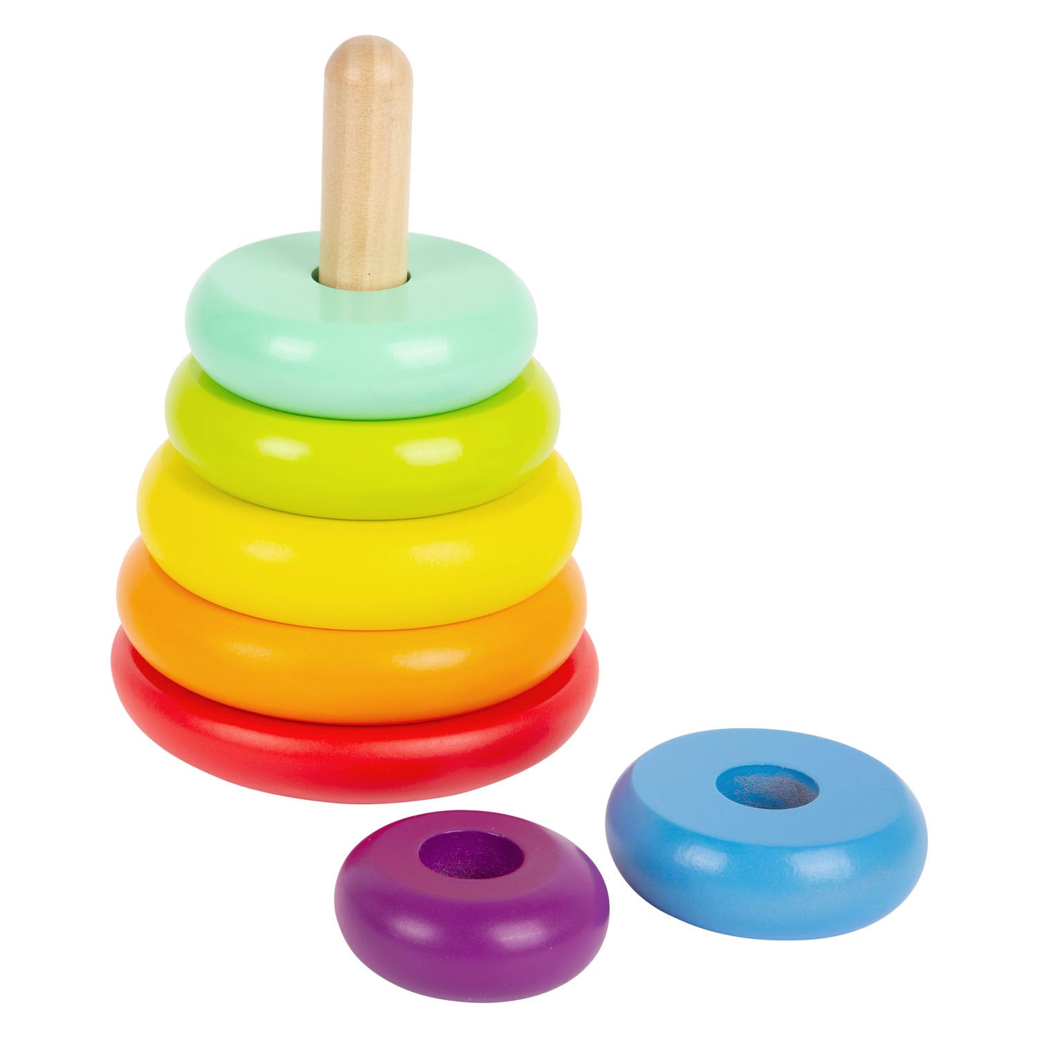 Kleiner Fuß Holzstapel -Turm Regenbogen, 7dlg.