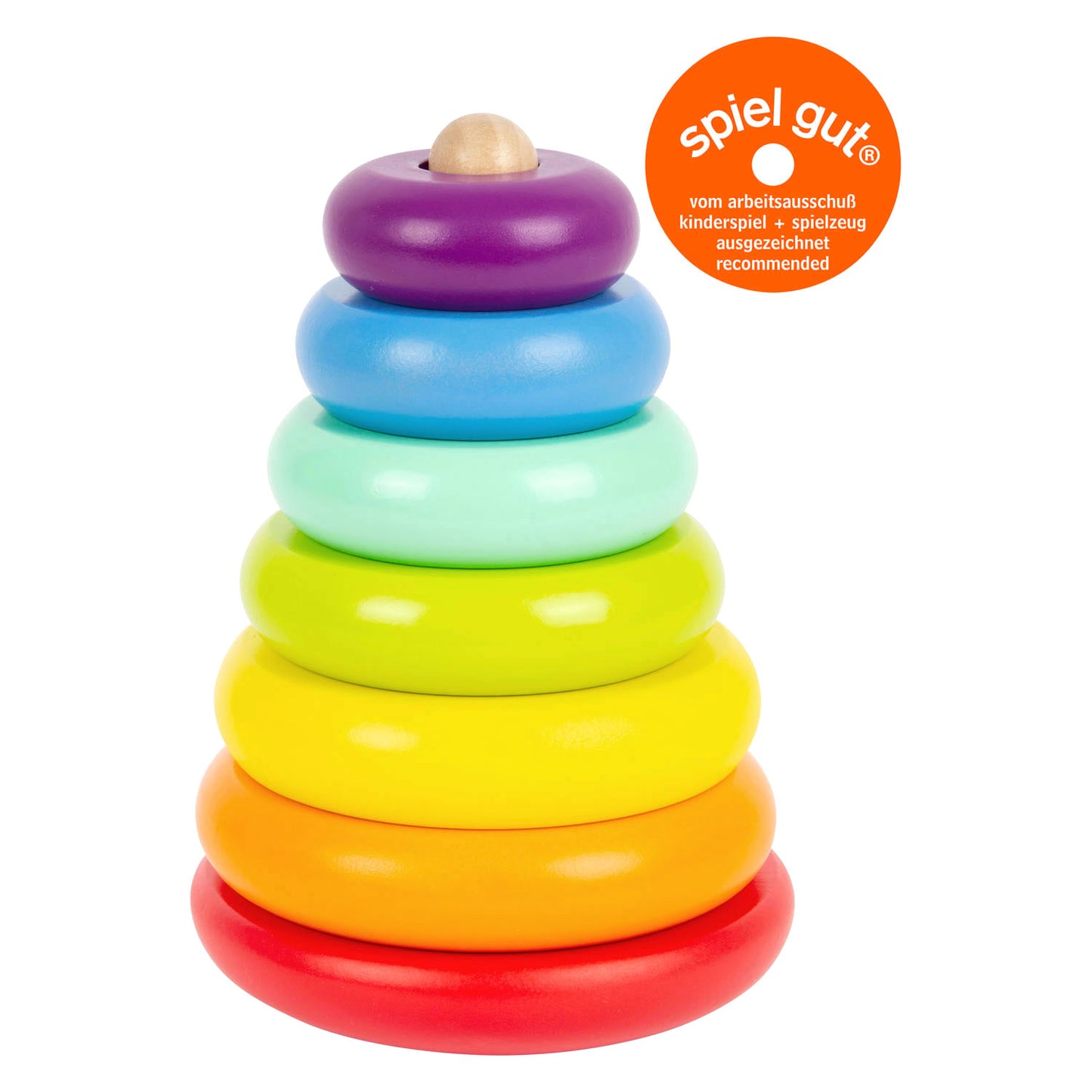 Kleiner Fuß Holzstapel -Turm Regenbogen, 7dlg.