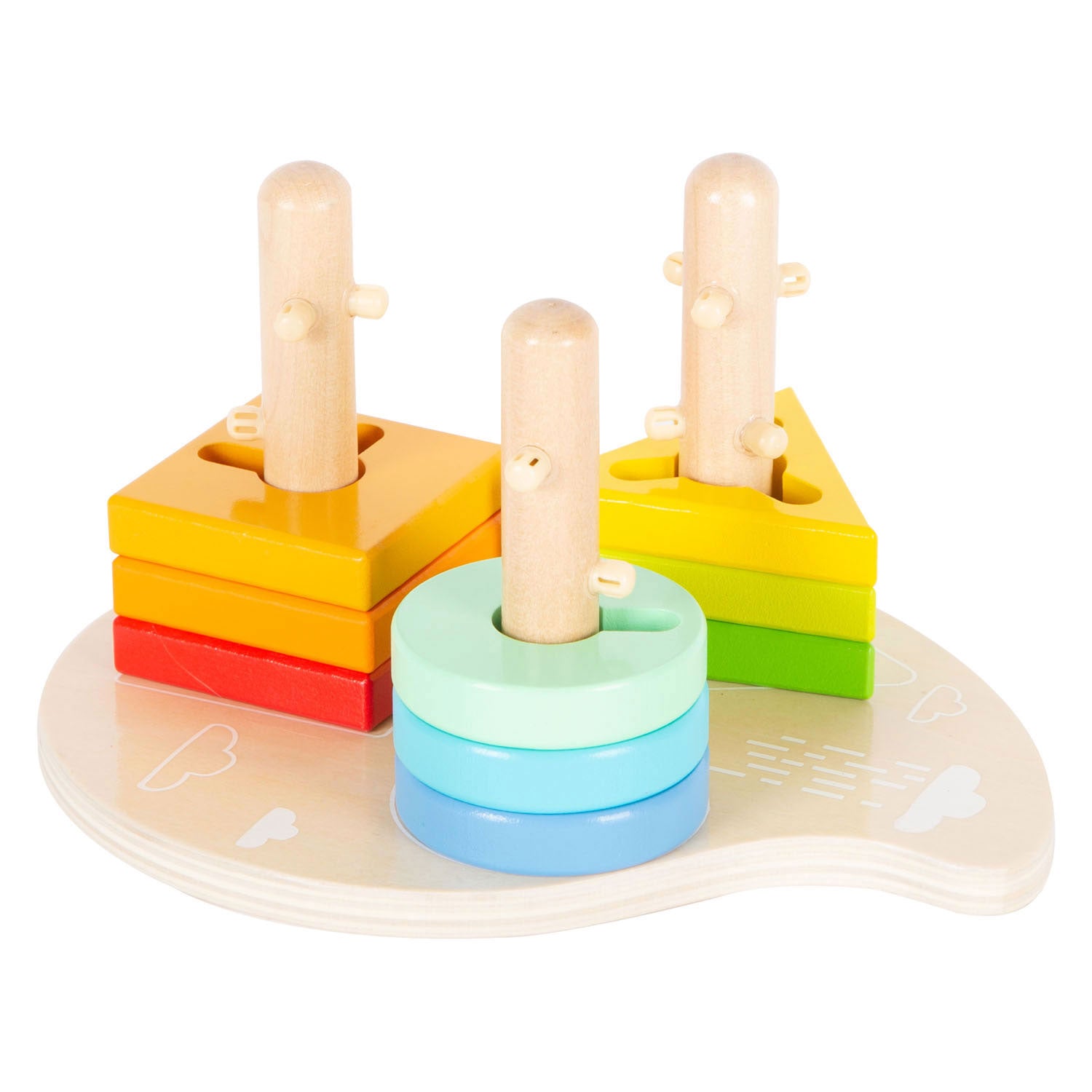 Kleine Fußholzformen und sortierte motorische Skapping -Spielsachen, 10dlg.