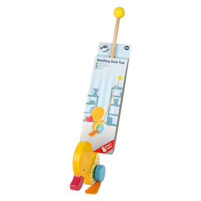 Kleiner Fußholz -Push -Figur Duck Tina mit Stock