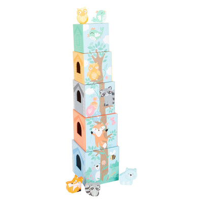 Kleiner Fußstapel -Turm mit Waldtieren Pastell, 10dlg.