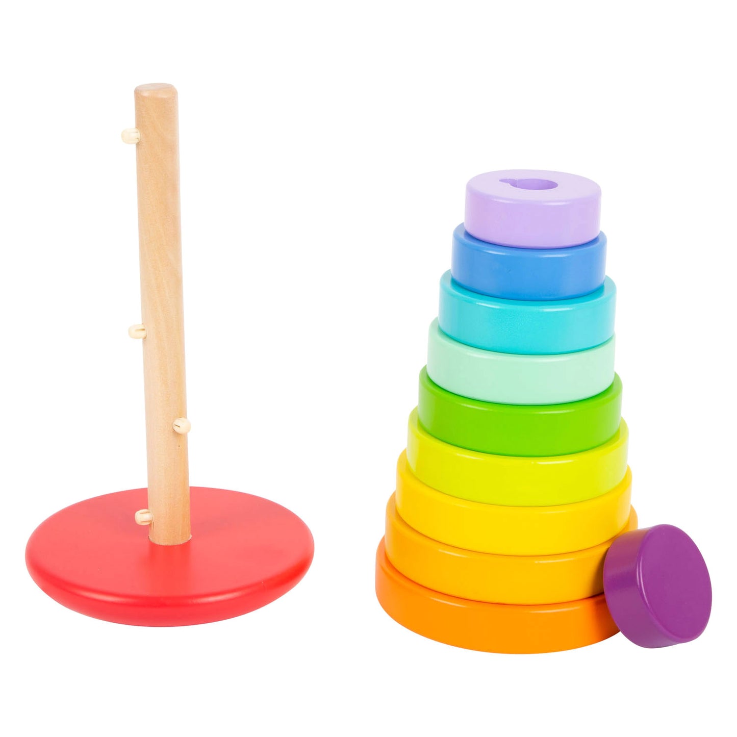 Kleiner Fußhölzernstapel -Turm Regenbogen, 11dlg.