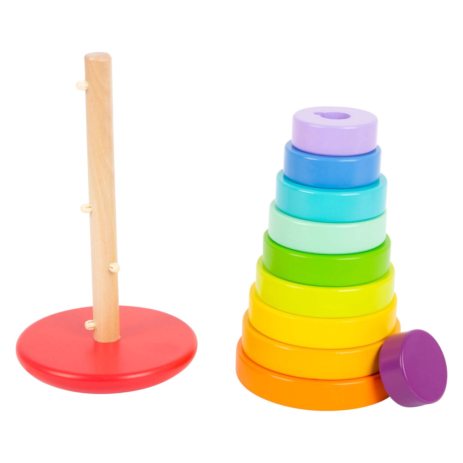 Kleiner Fußhölzernstapel -Turm Regenbogen, 11dlg.