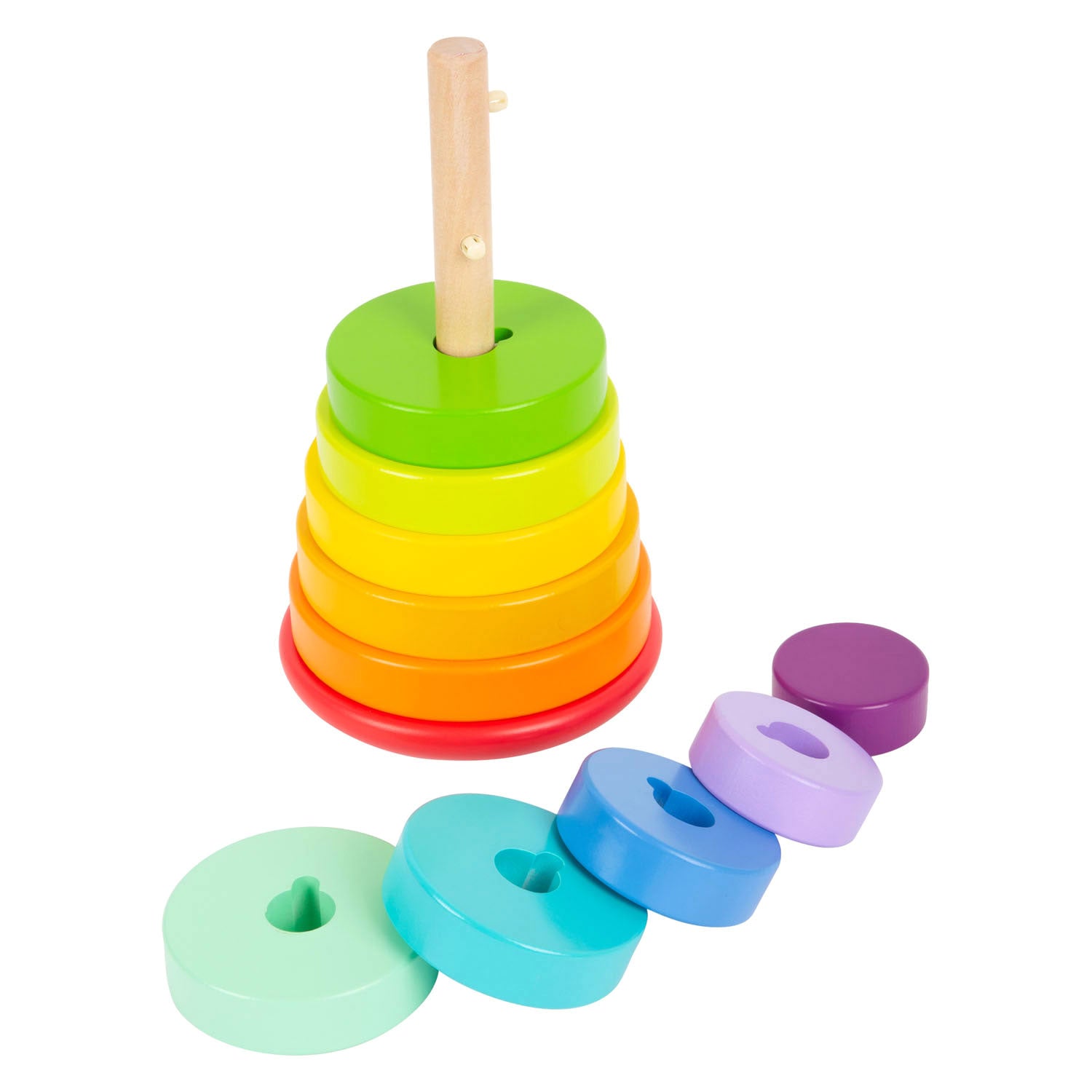 Kleiner Fußhölzernstapel -Turm Regenbogen, 11dlg.
