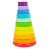 Kleiner Fußhölzernstapel -Turm Regenbogen, 11dlg.