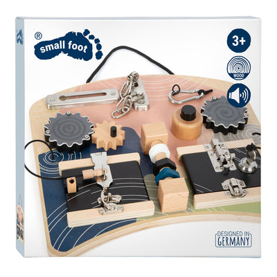 Rotation und Schlösser von kleinem Fuß Holzaktivitätsboard