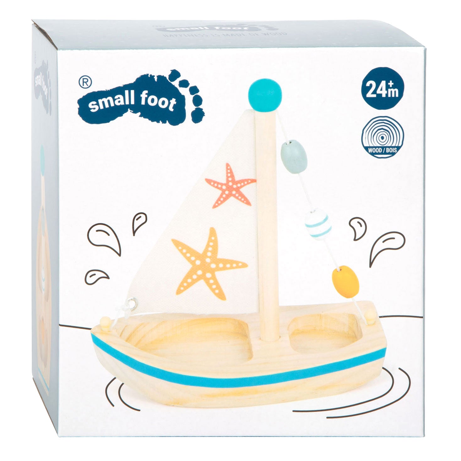 Kleine Fußbadspielzeug Holzsegelboot Zeester