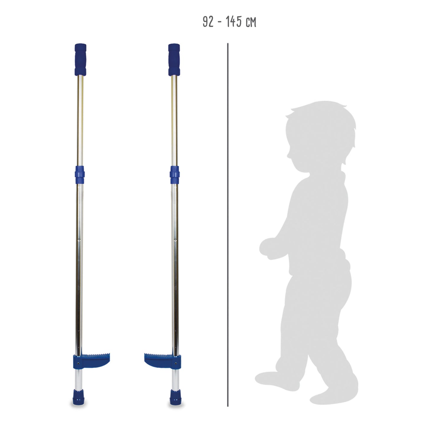 Kleine Fußmetallstelzen einstellbares Blau, 145 cm