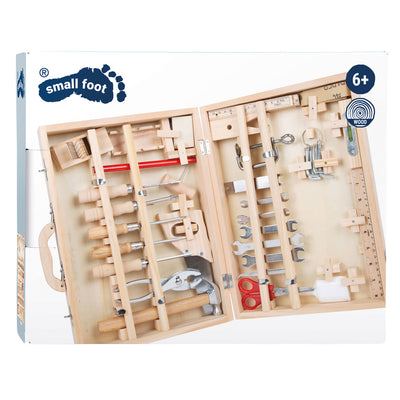 Kleiner Fuß -Holzwerkzeugkasten Deluxe mit Werkzeugen, 28dlg.