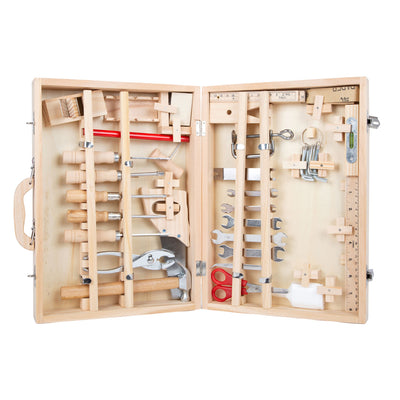 Kleiner Fuß -Holzwerkzeugkasten Deluxe mit Werkzeugen, 28dlg.