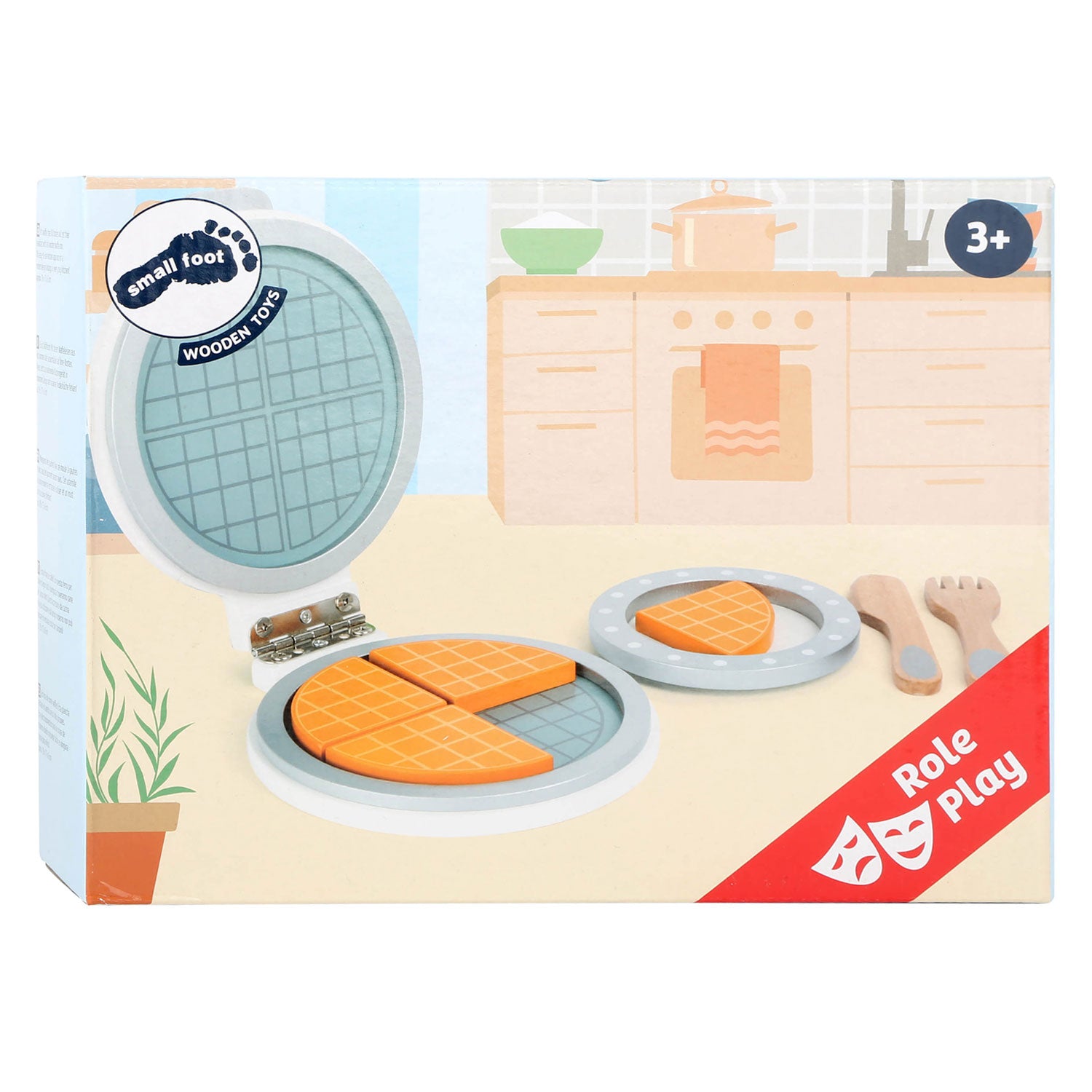 Kleiner Fuß Holz Waffel -Eisen -Set, 8dlg.