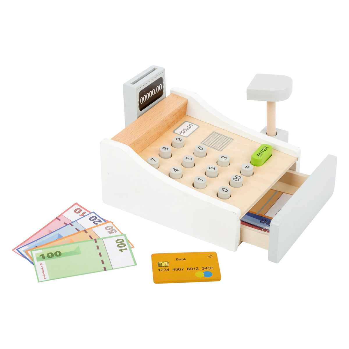 Kleine Fußspielzeugkasse mit kleinem Fuß mit Accessoires, 15dlg.