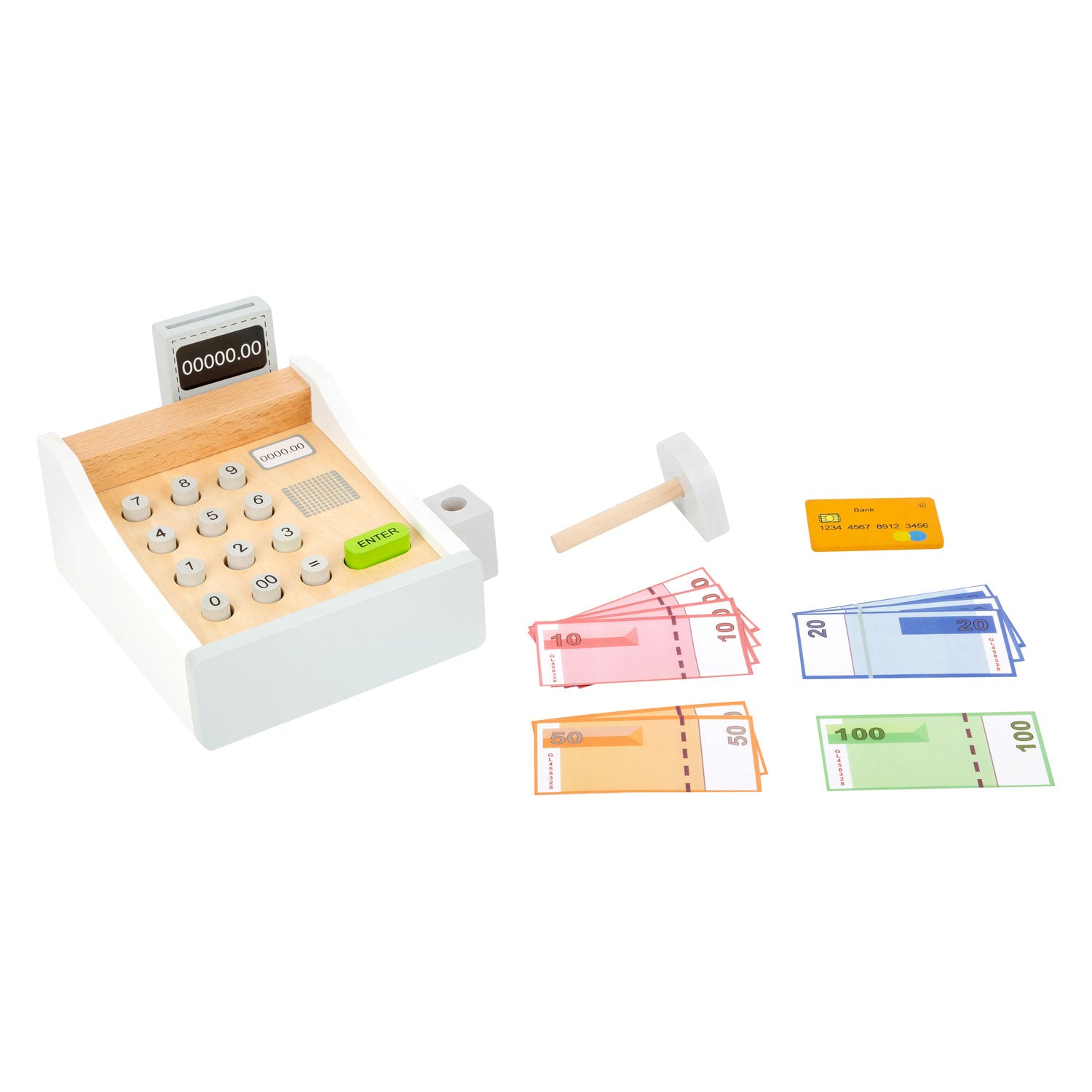 Kleine Fußspielzeugkasse mit kleinem Fuß mit Accessoires, 15dlg.
